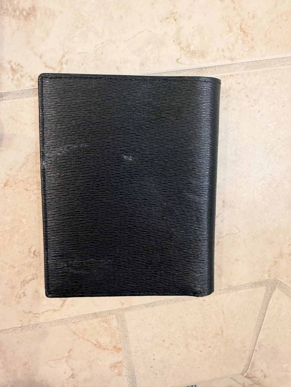 Tumi Black Textured Leather Passport Case and Wallet